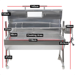 Asador Spartan con Capucha de 1200 mm, Parrilla de Carbón de Acero Inoxidable con Ventana de Visualización - Product Image 3