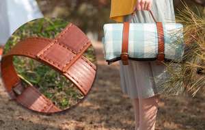 Personalizado grande PEVA Plaid viaje plegable <span class=keywords><strong>playa</strong></span> al aire libre impermeable Camping Mat alfombra Picnic manta para exteriores con asa de cinturón - Product Image 4