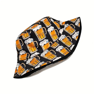 Nouveau Style extérieur soleil été Double côtés Panama casquette <span class=keywords><strong>pour</strong></span> hommes femmes pêcheur chapeaux drôle impression motif dessin animé bière seau chapeau - Product Image 4