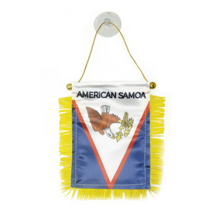 Bandera <span class=keywords><strong>de</strong></span> Samoa Americana para Colgar en el Ventanilla del Coche, Mini Bandera <span class=keywords><strong>de</strong></span> Puerto Rico con Borlas y Ventosa para Espejo Retrovisor - Product Image 1