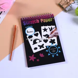 DIY Educational Craft Toys And Rainbow Scratch Art Paper With Stencils