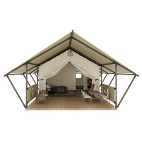 Tente Safari Robuste en Toile Oxford PVC Imperméable Double Couche Quatre Saisons pour Glamping Hôtelier, Idéale pour Couples et Familles lors d'Événements Extérieurs