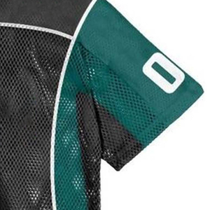 Camiseta de fútbol corta de malla en verde azulado oscuro y negro con detalle de ribete cuadrado número 00 - Product Image 4
