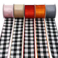 Hiver Solide Polyester Tissé Flocage Rouge Noël DIY Accessoires de Cheveux Décorations Velours Ruban Filaire Pour Couronne