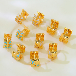 Pendientes de Aro en Forma de Hoja, Color Dorado, Moda 2026, Chapados en Oro de 21k con Circonita, para Mujer, Regalo para Fiesta - Product Image 6