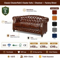 Canapé Chesterfield en similicuir rustique capitonné de haute qualité Hopebest, couleur beige, 3 places, ensemble modulaire extensible, canapé de salon