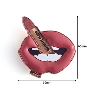 Luxury Woman Lips Lipstick Red Soft Enamel Metal Vanity Portable Makeup Mirror with Suction Cup - Product Image 6