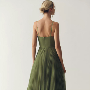 Robe élégante en dentelle trapèze pour femmes-Robe mi-longue à empiècement transparent avec col rond et manches courtes - Product Image 2