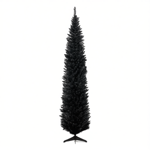 Árbol de Navidad Artificial de Pie, Ecológico, para Interiores, Sin Luces, Negro, 7 Pies - Product Image 1