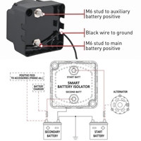 Kit d'isolation de batterie double, relais sensible à la tension VSR 12V 140A avec câble d'alimentation 6 AWG, gestionnaire intelligent de charge partagée pour batterie