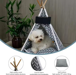 Wholesale Modern Cartoon Winter <strong>Dog</strong> House Pet Tent with Wood Frame Eco-Friendly Washable Floral Pattern <strong>Teepee</strong> - Product Image 2