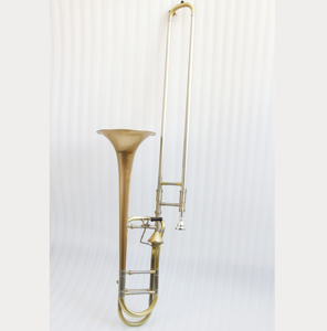 Trombón Tenor de Latón Dorado y Cobre, Cuerpo de Cuproníquel, Varilla Completa, Tono Bb/F, Válvula Axial, Válvula Thayer - Product Image 1