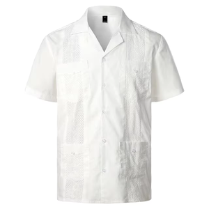 Camisas <span class=keywords><strong>Guayaberas</strong></span> Casuales de Manga Larga <span class=keywords><strong>para</strong></span> Hombre, Corte Occidental, Verano, Spandex/Poliéster, Transpirables, Cierre de un Solo Botón - Product Image 1