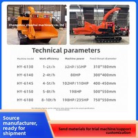Broyeur de bois multifonctionnel sur chenilles de petite taille 7500W 2T/H, machine à découper les branches, la paille et le bambou, moteur industriel