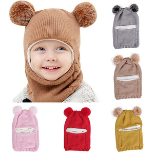 Bonnets de <span class=keywords><strong>ski</strong></span> d'hiver pour enfants avec écharpe et <span class=keywords><strong>masque</strong></span> pour couvrir le visage. - Product Image 2