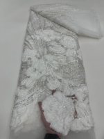 Tissu en dentelle florale à paillettes 3D, broderie luxueuse et élégante pour robes de soirée et mariages