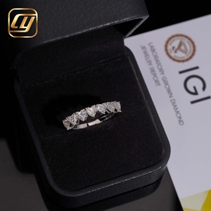 Wholesale Heart Shape Full Eternity <b>Ring</b> Lab Grow Diamond <b>Stack</b> Heart <b>Ring</b> S925 <b>Silver</b> Platinum Plated Wedding Jewelry For Lady - Product Image 1