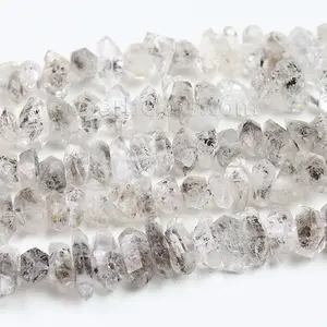 New Arrived Herkimer Diamond Quartz Beads, Irregular Naturally Formed Double Terminated Crystal Bead For Jewelry Making 8 inches