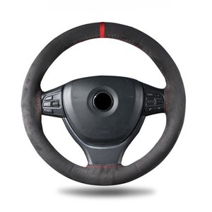 غطاء مقود السيارة من جلد الألياف الدقيقة المخيط يدويًا من قماش الشامواه، ملائم تمامًا - Product Image 6