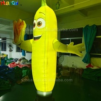 Gloeiende Opblaasbare Banaan Man Cartoon Opblaasbare Pop Custom Size Logo Opblaasbare Lucht Danser Banaan Voor Fruit Winkel Promotie