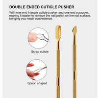 Pousse-cuticules professionnel double face en acier inoxydable pour manucure, outil de suppression des peaux mortes et nettoyeur d'ongles pour nail art