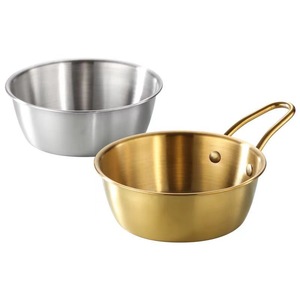 Stainless Steel Rice Wine Bowl With Handle 201 Silver Gold Solid Color Home Cooking Bowl For Instant Noodles Dipping Sauce - Product Image 4