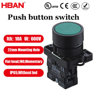 مفتاح ضغط بلاستيكي HBAN ABS مقاس 22 مم، IP65، 10 أمبير، 600 فولت، للوحات التحكم الصناعية، مفتاح لحظي 1NO - Product Image 1