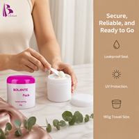 Pot d'emballage cosmétique 180g, flacon crème blanc avec bouchon coloré, contenant PP pour masque en poudre avec impression de logo