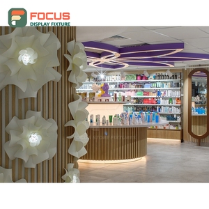 Bespoke Shop Interior Brushed Stainless Steel <b>Wall</b> Display Commercial Interior Design Cosmetic Display Cabinet - Product Image 2