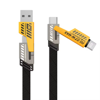 Cable de Carga Rápida PD de 65W al por Mayor, Cable USB Multifuncional 4 en 1 con Cubierta de Nailon, Cable de Aleación de Zinc para Reloj, Teléfono y Transferencia de Datos