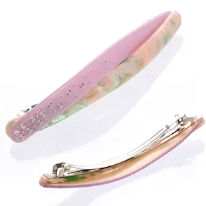 MiDairy Korean Style Cute Lovely Pink Acetates French Barrettes For Few Hair