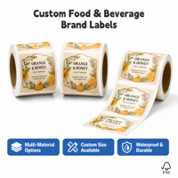 Étiquettes personnalisées pour bouteilles de miel, confiture, jus, aliments, autocollants adhésifs imperméables en PET, cosmétiques, dentifrice, parfum, shampoing, soins de la peau