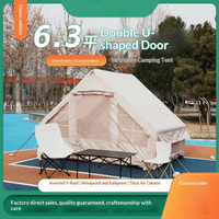Carpa Inflable para Acampar, 3-4 Personas, Gran Tamaño, Una Sola Capa, 420D Oxford PVC, Portátil, Totalmente Automática, 2 Puertas, Bomba, Impermeable