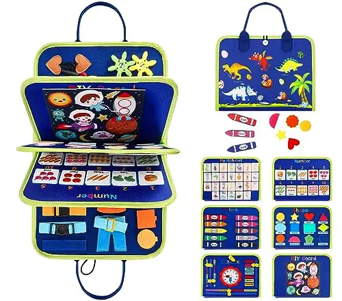 Beschäftigtes Boards pielzeug für Kinder 5 Schichten Montessori Toys Sensory Activity Board Spielzeug zum Anziehen lernen und feine motorische Fähigkeiten