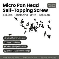 Vis micro-autotaraudeuses OEM ST1.2 SS304 Zinc Noir ST1 ST2 ST3 ST4 Longueur personnalisée pour composants de boîtiers de PCB, caméras et montres