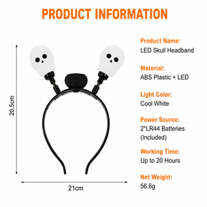 Serre-tête lumineux Crâne Ultra Lumineux Néon Brillant Haute Visibilité Halloween Nouvel An Rentrée des Classes Cadeau de Fêtes Vente Directe Usine - Product Image 2