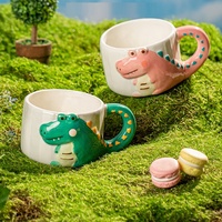 Tasse à eau, lait ou petit-déjeuner pour enfants en céramique mignonne, motif de petit crocodile en relief, sans danger pour les aliments, pour la maison
