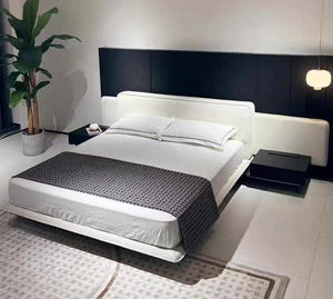 Muebles de dormitorio de tela Horizon minimalista italiano, respaldo de cabecera grande, cama doble tapizada cómoda - Product Image 1