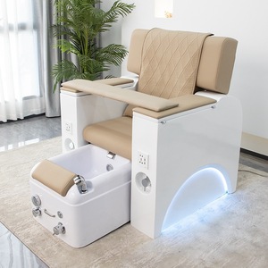 Fauteuil de pédicure électrique professionnel de luxe moderne noir, rose et blanc avec plomberie pour salon de manucure, institut de beauté et SPA - Product Image 4