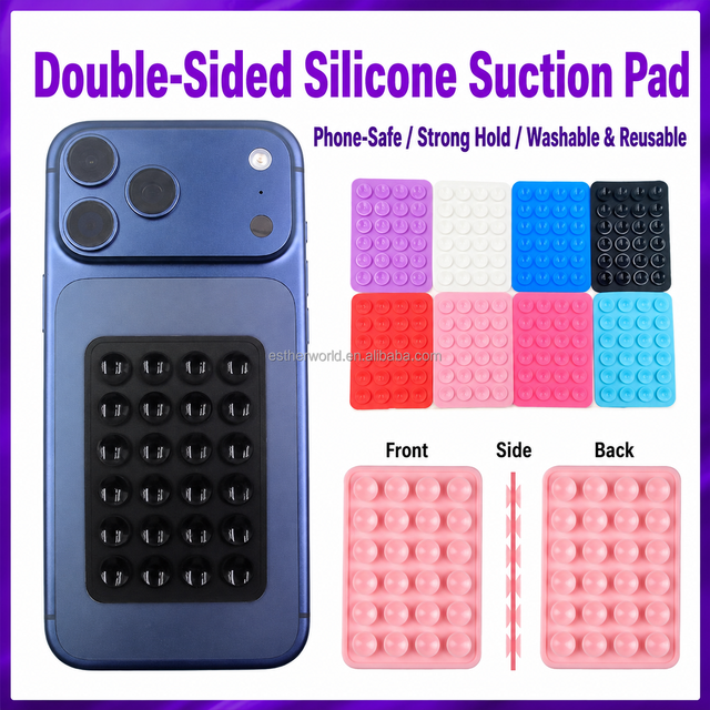 Double Sided Magnetic Silicone Suction Cup Waterproof Phone Holder Pad Washable Reusable Hands-Free Mount for Mirror Kitchen Car