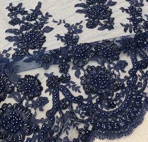 Chất lượng cao nặng tay đính cườm sequin ren thêu vải tuyn vải cho trang phục, thiết kế mới thiết kế thời trang vải để bán - Product Image 2