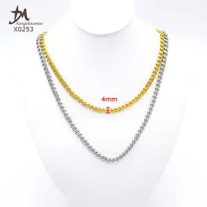 X0253 In Stock Wholesale Jewelry Price Stainless Steel Rope Chain 18K Gold Plated Filled Thin Necklace Cuban Link Chains