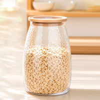 Pot de conservation hermétique en verre borosilicate écologique de 2 L avec couvercle en bois, classique, pour la rentrée scolaire, la cuisine et le rangement des aliments