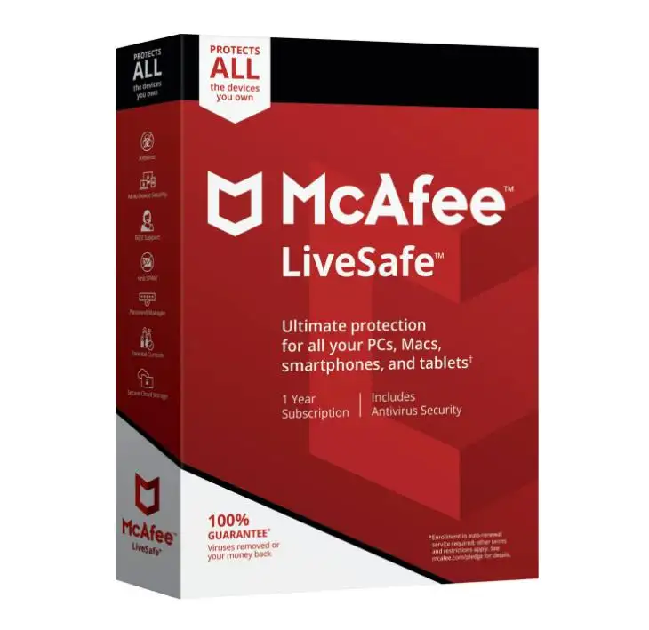 ซอฟต์แวร์คอมพิวเตอร์อินเทอร์เน็ตความปลอดภัยผู้ใช้หลายคนการป้องกัน Mcafee หนึ่งปี2021