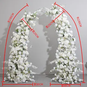 Personalizable de bajo costo flor fila arco corredor mesa larga artificial simulación flor escenario boda decoración de fondo