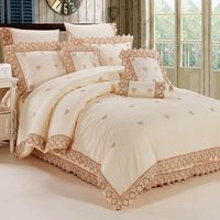 Juego de Ropa de Cama de Lujo de 8 Piezas con Certificación OEKO BSCI ISO, Bordado Exquisito en Telas Cepilladas Tejidas, Estilo Liso