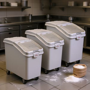 ถังเก็บของในครัวเชิงพาณิชย์ขนาด 21 แกลลอน ชุด 3 ใบ สำหรับเก็บส่วนผสมแห้ง พร้อมล้อเลื่อน สำหรับใช้ในร้านอาหาร - Product Image 2