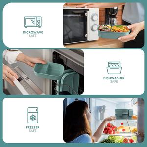 Free Plastic Cutlery 100% Grade <b>Microwave</b> Safe Food Container Biodegradable Wheat Straw School Bento <b>Lunch</b> <b>Box</b> - Product Image 6