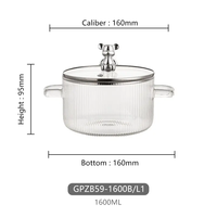 Petite marmite en verre borosilicate transparent avec couvercle, compatible flamme directe, ustensile de cuisine, Conjuntos De Panelas
