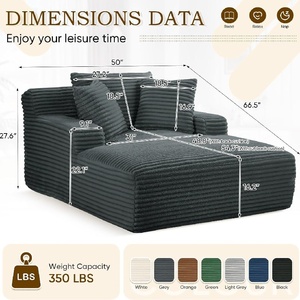Fauteuil inclinable d'intérieur moderne <span class=keywords><strong>extra</strong></span>-<span class=keywords><strong>large</strong></span> avec canapé en chenille doux et rembourré, confortable et moelleux, avec structure en bois - Product Image 3